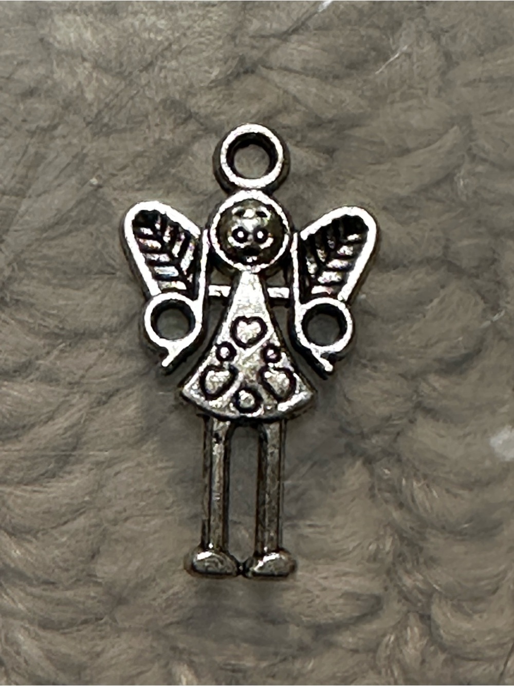 Silver Angel Charm with Heart Details